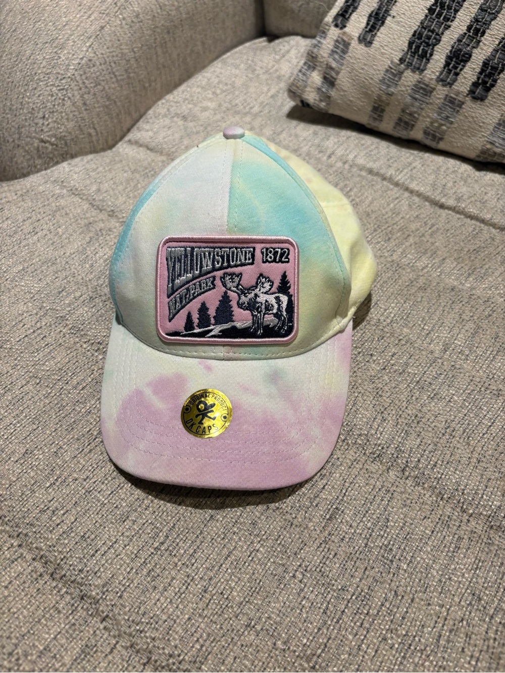 Yellowstone Tie-Dye Baseball Cap - Pastel Pink/Blue/Yellow